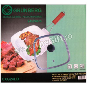 Tigaie gratar ceramica Grunberg, cu capac termorezistent